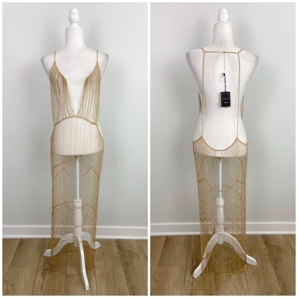 Michael Costello x REVOLVE Zayd Chain Dress in Gold - Picture 2 of 7
